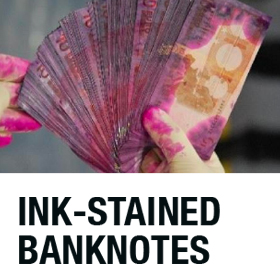 ink stained banknotes